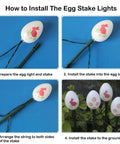 How to install 20 LED Solar Easter Egg Lights Outdoor Stake With 25 Ft Cord, 8 Modes Waterproof Yard Pathway Garden Lights For Easter Decor