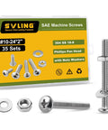 No-Fuss 10-24 By 2 Pan Head Machine Screws Kit With Nuts And Flat Washers 304 Stainless Steel 18-8 Philips drive screws and washers