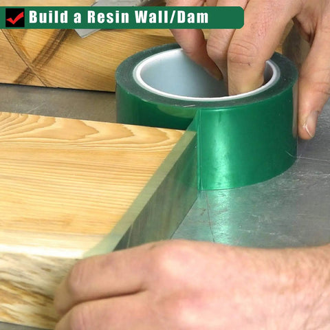 Person using Heat Resistant Resin Tape For Epoxy Molding Silicone Adhesive Craft Tape 2 Inch Wide 164 Feet Long for woodworking
