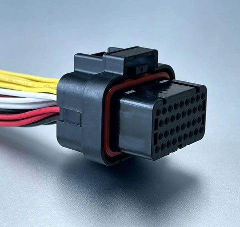 Heavy Duty 26 Plus 34 Pin Ecu Connector Harness Kit With Pre Wired Pdm Wiring Looms, showing robust ECU connector with wires.