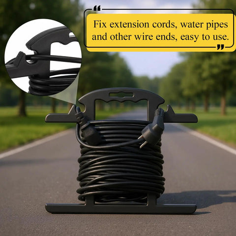 Heavy Duty Extension Cord And Hose Reel With Carrying Handle For Easy Yard Setup, Rugged ABS H Shape Organizer in use outside