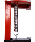 Top Notch Heavy Duty 12 Ton Hydraulic Shop Press solid H frame with chrome spring for mechanical tasks in garage.
