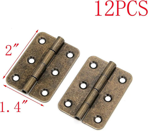 Pair of 2 Inch Vintage Door Hinges Antique Bronze Iron Folding Butt Hinge With Screws For Cabinets Drawers Doors Jewelry Boxes