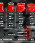 EZARC 30pcs Bi-Metal Hole Saw Kit with 8% Cobalt Cuts Multi-Materials Like A Pro From 3 4 Inch To 4 1 2 Inch Heavy Duty Drilling Tools For Wood Steel And Metal, sizes and arbor