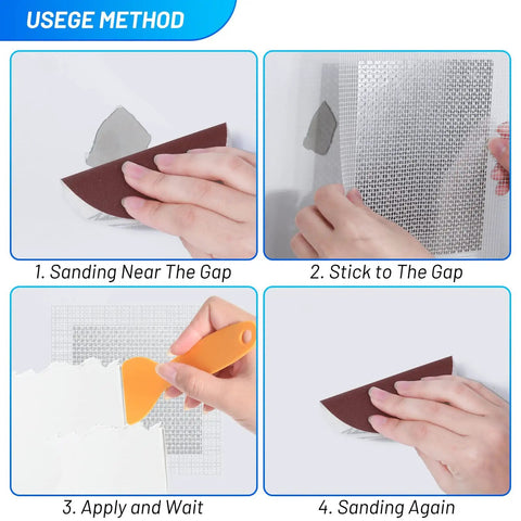 Steps to use 14 Piece Drywall Repair Kit With Aluminum Mesh Patches Including 10 Inch 8 Inch And 4 Inch Holes Heavy Duty Self Adhesive Patches