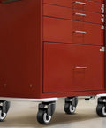 Tough As Nails Heavy Duty Swivel Casters Set Of 16 with Dead Silent PU Wheels mounted on a red workbench.