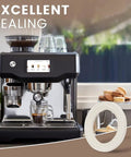 Espresso machine with 58mm Silicone Group Head Gasket For 9 Series Espresso Machines BES900XL BES920XL BES980XL BES990 Replacement Seal Heat Resistant Easy Install For A Tight Leak Free Espresso Brew shown alongside.