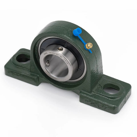 Two Pack Pillow Block Mounted Ball Bearings UCP20721 Bore One And Five Sixteenths Inches Cast Iron Housing With Rust Resistant Paint Self Aligning Chrome Steel Sealed Bearings Easy Install Durable Shaft Alignment Low Maintenance Cost Saving, green cast iron bearing block