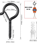Dimensions of 60 Pack Ceiling Hooks For Hanging Plants And Outdoor String Lights Heavy Duty 2.2 Inch Eye Screw Cup Hooks Q Hanger.