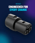 No Sweat Compact J1772 To Tesla Charging Adapter compatible for Model 3 Y S X, weatherproof black design for reliable charging.