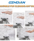 Stainless Steel Glass Rinser With 360 Degree Rotating Spray For Kitchen Sink, Eight Water Outlets in use, rinsing glass bottles.