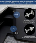 Kickass Corner Cabinet Hinges 2 Pack For Lazy Susan Setups featuring 135 degree bi fold doors in a corner cabinet setup.