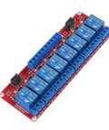 8 Channel 5V Relay Module with Opto Isolated Inputs, High or Low Level Trigger, Jumper Selectable, 5mA Trigger Current