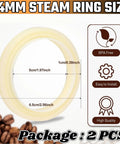 54mm Silicone Steam Ring 2 Pack Gasket Replacement For Sage Espresso Machines size diagram and features shown