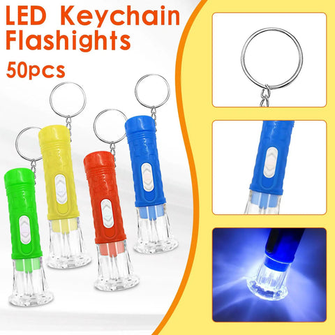Pocket Sized LED Flashlights Pack Of 50 Ultra Compact 2.55 Inch Plastic Lights For Emergencies Camping Classrooms And Outdoor Activities Handy Grab And Go Brightness With Durable Plastic Build, colorful LED keychain flashlights