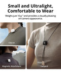 Osmo Mobile 8 Advanced Tracking Gimbal wireless mic transmitter worn as clip-on, magnetic attachment, and lanyard