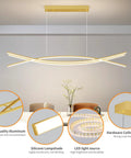 Lit Lightning Shaped LED Chandelier Pendant Light With Remote Control Adjustable 3000K To 6500K Color Temperature 47 Inch Aluminum Island Lighting Fixture For Dining Room And Living Room above dining table