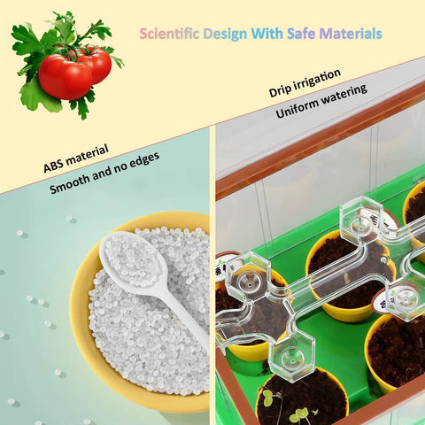 Awesome Kids Gardening Kit With Greenhouse And Terrarium featuring ABS material and drip irrigation in action