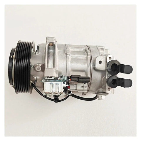 AC Compressor For Nissan Qashqai J11 Espace V Grand Scenic Kadjar AC Cooling Pump Replace 926001604r side view with pulley and ports
