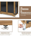Weatherproof Outdoor Storage Cabinet With Adjustable Shelves showing adjustable feet and ground anchors features