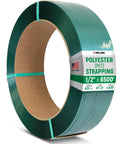 Half Inch PET Strapping Coil 6500 Foot Long Industrial Grade Green Pallet Banding With 820 Pound Break Strength