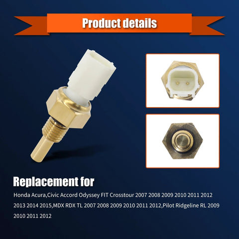 HiSport engine coolant temperature sensor with brass threaded body and white connector.