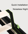 Queen Size Upholstered Bed Frame With Built In Charging Station, Black Linen Platform Bed Featuring Spacious Wingback Storage Headboard, Rock Solid Wood Slats, Zero Hassle Setup And Sweet Dreams Every Night slats showing quick installation feature.