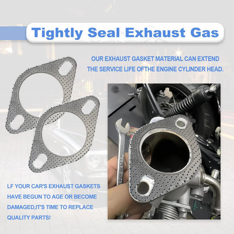 Installed 2.5-inch exhaust gasket; high-temp perforated steel, 2-bolt flange, Amazon brand
