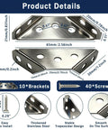 Heavy Duty Stainless Steel Furniture Corner Brackets With Screws Rock Solid Triangular Support Connectors For Wood Drawers Cabinets And Tables showing dimensions and features.