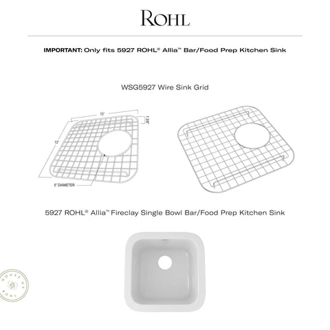 Product diagram for Wire Sink Grid For 5927 Allia Bar Sink And Food Prep Station Stainless Steel With Plastic Feet.