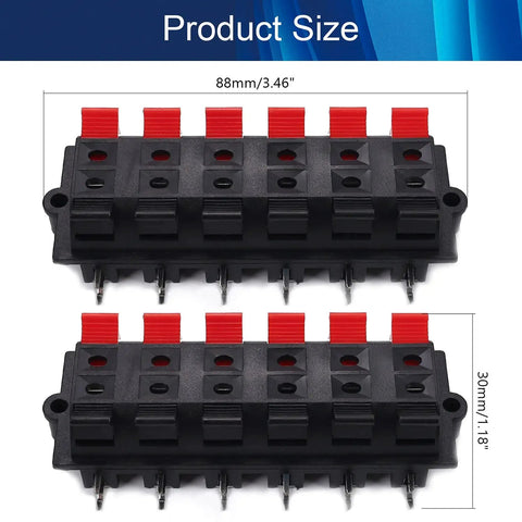 15 Piece Speaker Spring Terminal Clips 12 Way Push Release Connectors For Audio Wiring Terminal Strip Block shown in size