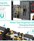Power Tool Organizer With Charging Station Wall Mount 2 Pack For Cordless Drills And Tools Built In Outlets For DEWALT Ryobi Craftsman Milwaukee Makita Bosch Garage Organization That Keeps Your Shop Tight