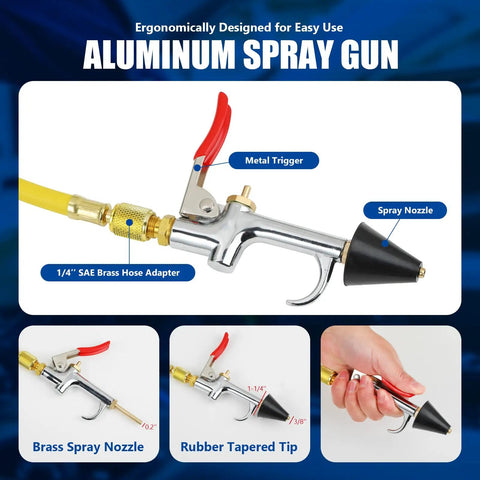 AC Flush Kit For Automotive Air Conditioning Cleaning spray gun with metal trigger and brass hose adapter