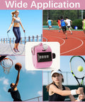 Dang Solid Four Digit Mechanical Tally Clicker Counter In Bright Pink With Two Heavy Duty Nylon Lanyards for tracking sports and activities.