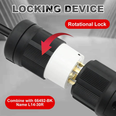 Heavy Duty NEMA L14-30R Twist Locking Generator Adapter 30A 125 And 250 Volts Four Prong Receptacle closeup
