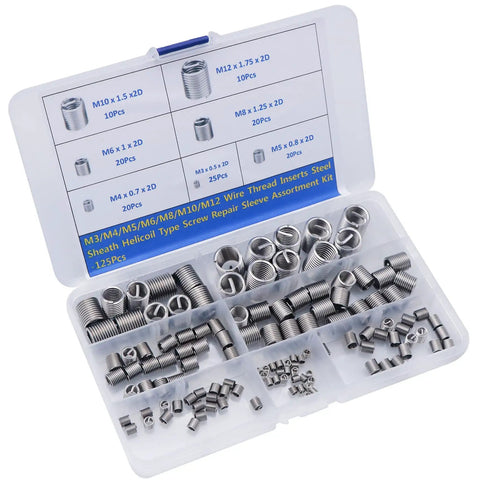 Rock Solid 304 Stainless Steel Thread Repair Insert Kit With 125 Precision Wire Sleeves For Metric Fasteners Designed To Fix Stripped Threads Dead Simple And Straight Up No Sweat
