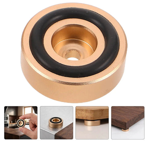 8 Pcs Non Slip Rubber Feet Pads For Chopping Boards And Electronics with 0.79 Inch Aluminum Alloy Stabilizer Legs in gold color