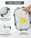View of Ten Pack 22 Oz Glass Meal Prep Containers with Lids showing airtight seal and lemon inside, durable borosilicate glass