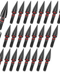 Beefy 100 Grain Screw In Field Tips 24 Pack For Arrows 5 Sixteenth Inch Steel Archery Arrowheads arranged in rows.