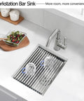 Undermount Stainless Steel Kitchen Bar Sink 15 x 18 x 9 Inches 18 Gauge Heavy Duty Workstation with brushed finish