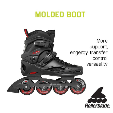 RB 80 Inline Skates Black Red Size 8 For Men And Women, Super Comfortable Fit, Lightweight Frame with Smooth Wheels
