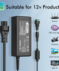 12V 5A DC Power Supply for LED Strip Lights, 60W AC to DC Converter, suitable for 12V products like routers and cameras.