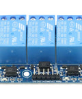 Three Channel 5V Relay Module With Optocoupler Isolation for Arduino Projects, 63x42mm expansion board, front view