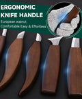 Ergonomic knife handles of the Wood Carving Kit 30 Piece Tools Set With Leather Storage Bag Slick Deluxe Whittling Kit For Beginners And Pros.