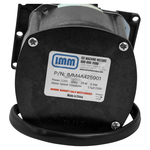 Aftermarket Pump Motor Replacement For Hoshizaki Ice Machine 4A4259-01 showing back label with specifications