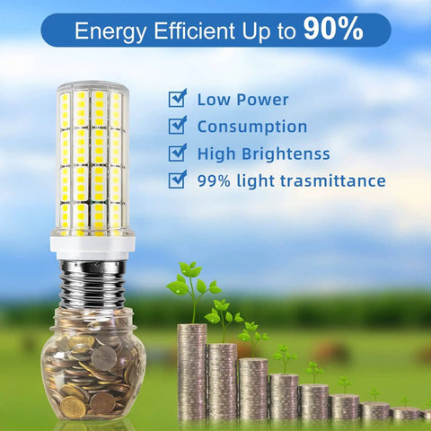 Mega Bright LED Corn Light Bulb 200W Equivalent 2500 Lumens 5000K Cool Daylight White E26 E27 Base Pack Of 4