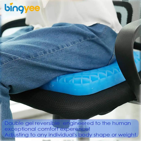 Ultra Comfy Gel Seat Cushion 1.8 Inch Thick for All Day Seating Orthopedic Pressure Relief Pad on office chair. 