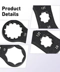 Close-up of 2 Pack Beefy Fork Cap Wrenches For Bikes Heavy Duty 6061 T6 Aluminum showing 12T and 8T features in black.