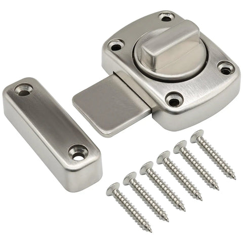 Tough As Nails 180 Rotary Bolt Latches Brushed Zinc Alloy Cabinet Hardware, 55mm latch with screws for secure storage.