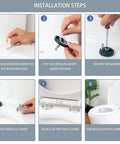 Installation steps for Built Tough White Square Toilet Seat With Soft Close Slow Closing Lid Crafted From Scratch Proof Urea Resin Plus Stainless Adjustable Hinges.
